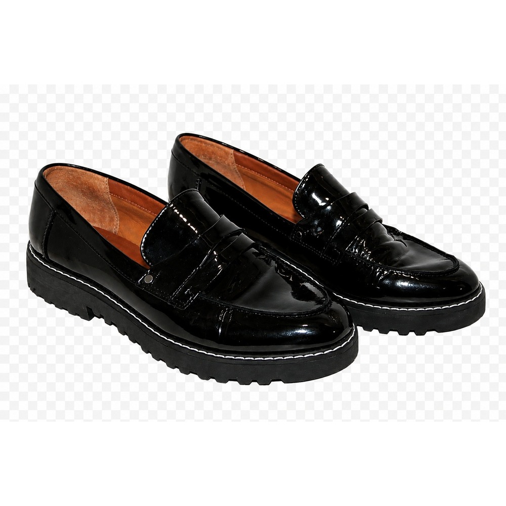 Franco Sarto Cassandra Patent Lug Sole Penny Loafer Womens 8 Black